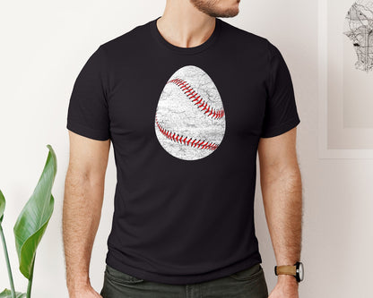 brand:Bella Canvas|color:Black|Sports Baseball Easter Egg Graphic T-Shirt