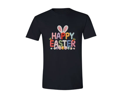 brand:Generic|color:Black|Easter Bunny Faux Yarn Easter 6 Graphic T-Shirt