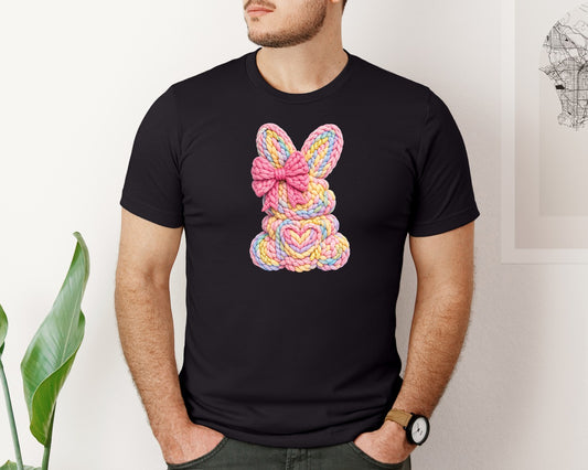 Faux Crochet Easter Bunny Coqutte Sublim Graphic T-Shirt