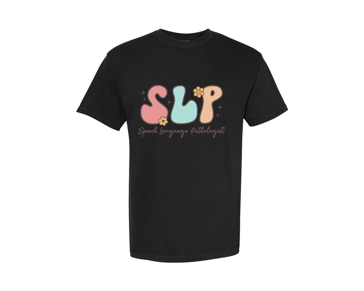 brand:Comfort Colors|color:Black|Slp Speech Language Pathologist Graphic T-Shirt