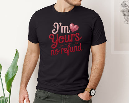 brand:Bella Canvas|color:Black|Knitted Im Yours No Refund Valentine 2 Graphic T-Shirt