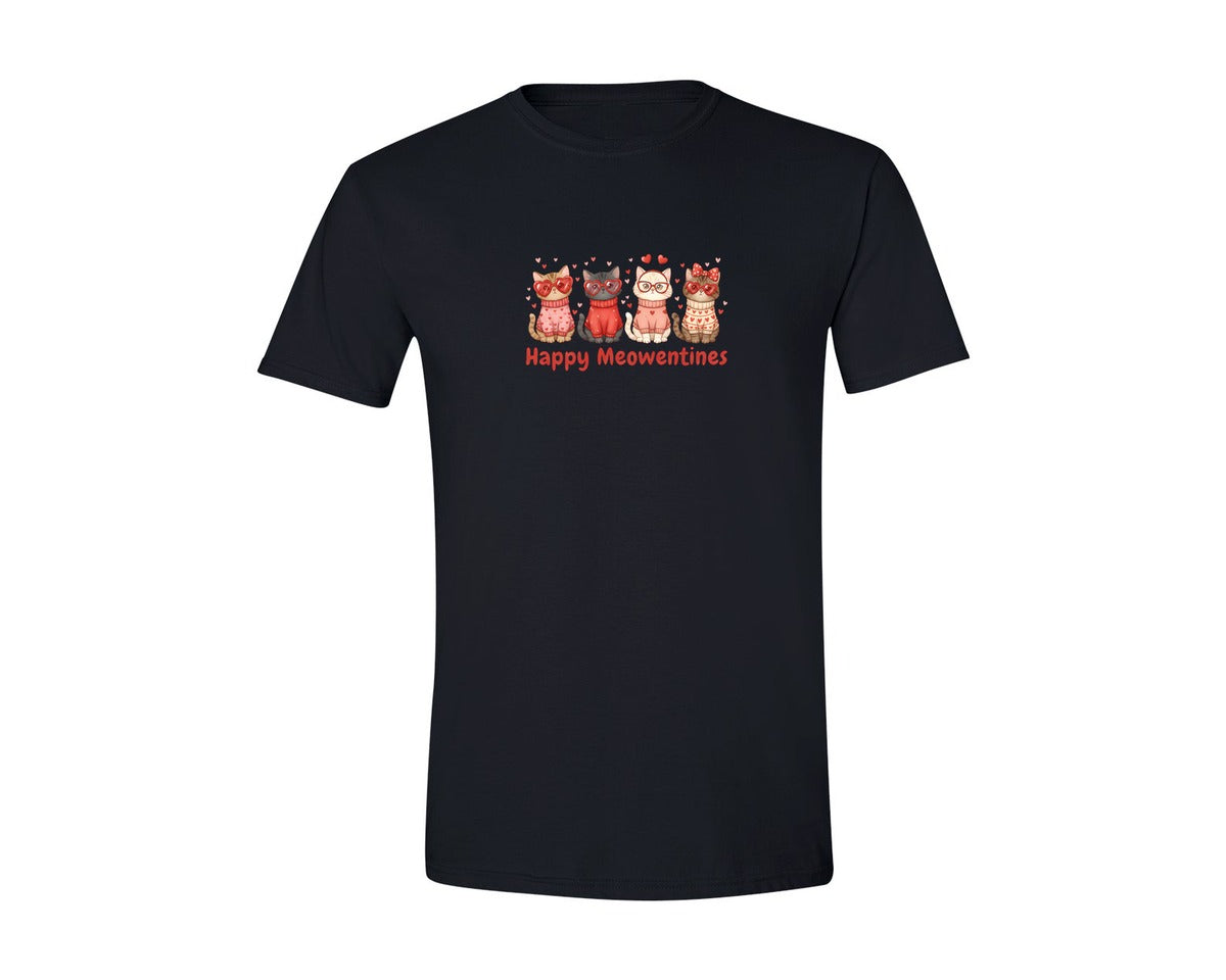 brand:Generic|color:Black|Cute Valentine Cats Graphic T-Shirt