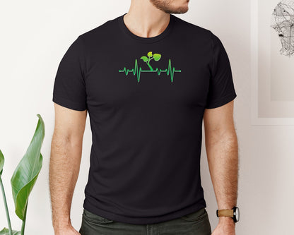brand:Bella Canvas|color:Black|Plant Heartbeat Funny Gardener Graphic T-Shirt