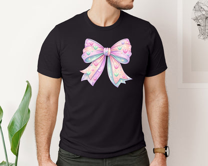brand:Bella Canvas|color:Black|Valentines Day Coquette Bow V Day Graphic T-Shirt