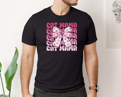 brand:Bella Canvas|color:Black|Retro Valentines Day Pngcat Mama Love Graphic T-Shirt