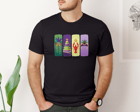 Brushstroke Mardi Gras 9 Graphic T-Shirt