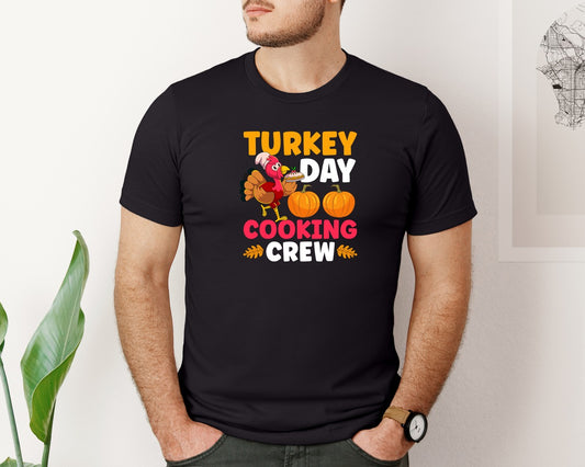 Turkey Day Cooking Crew Design Graphic T-Shirt