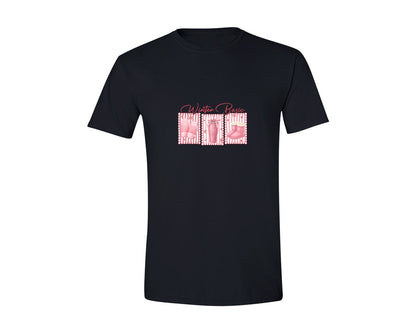 brand:Generic|color:Black|Winter Basic Pink Cozy Mittens Boot Graphic T-Shirt