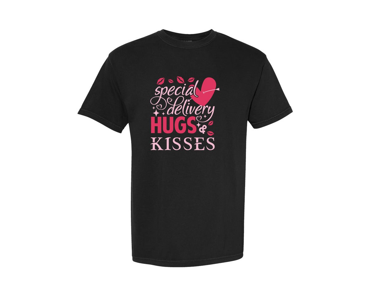 brand:Comfort Colors|color:Black|Special Delivery Hugs Kisses File Graphic T-Shirt