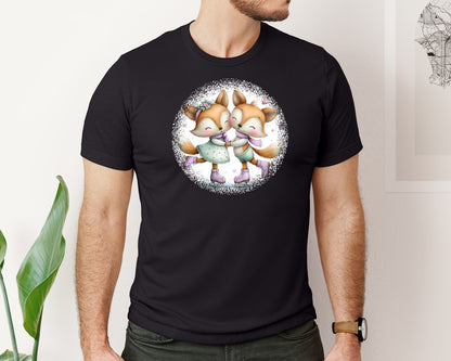 brand:Bella Canvas|color:Black|Couple Animals Round Tshirt 22 Graphic T-Shirt