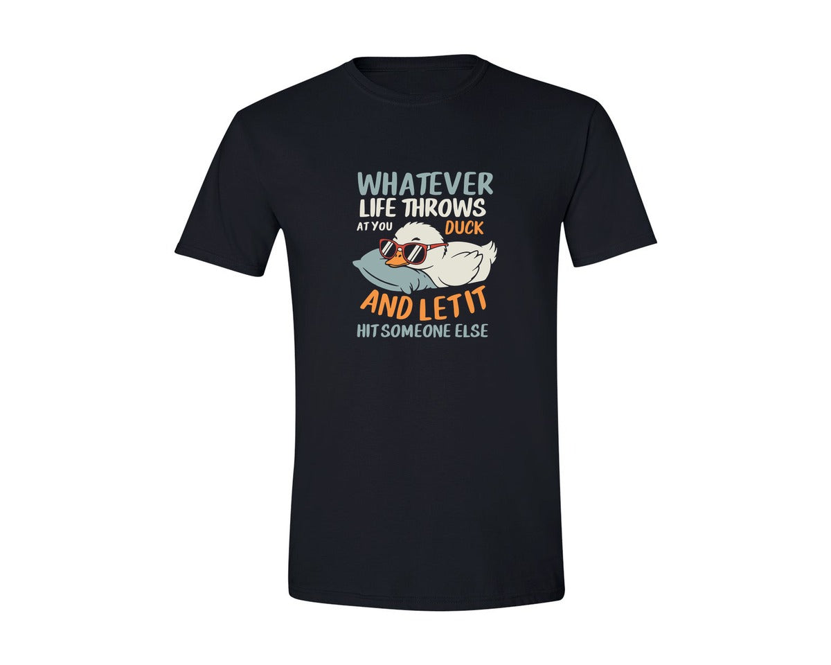 brand:Generic|color:Black|Whatever Life Throws Funny Duck Graphic T-Shirt
