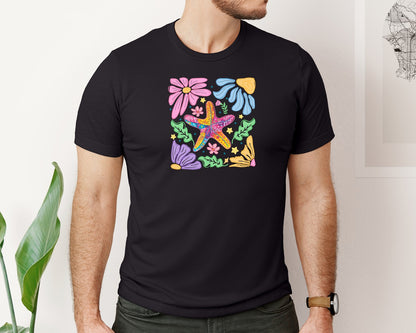 brand:Bella Canvas|color:Black|Preppy Summer Starfish Boho Beach Graphic T-Shirt