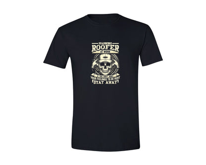 brand:Generic|color:Black|Warning Roofer At Work Graphic T-Shirt
