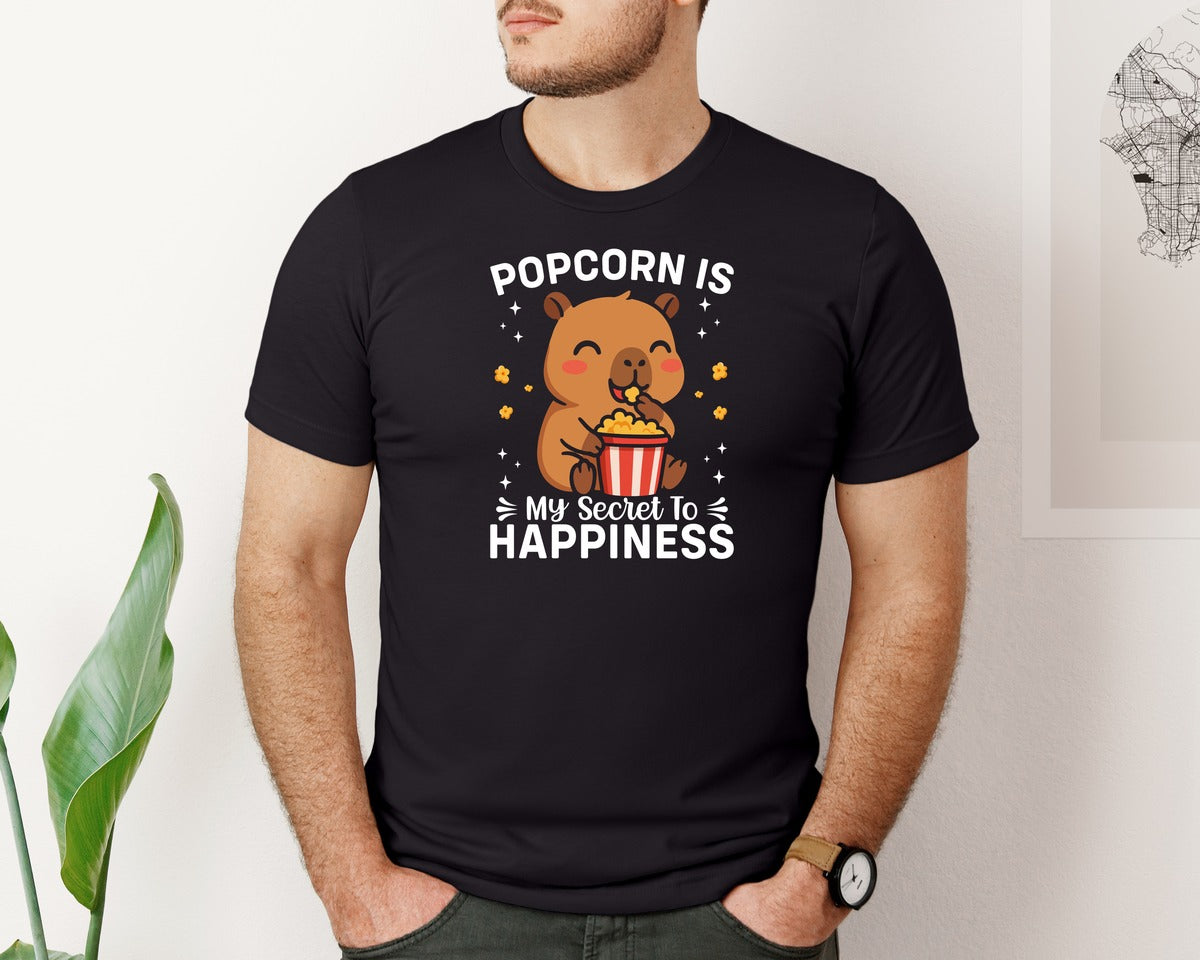 brand:Bella Canvas|color:Black|My Secret To Happiness Capybara T Shirt Graphic T-Shirt