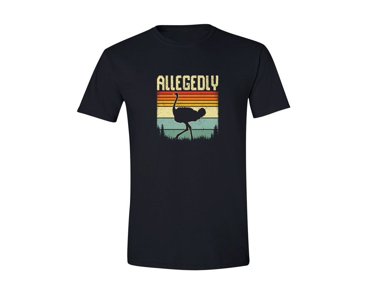 brand:Generic|color:Black|Allegedly Ostrich Retro Funny T Shirt Graphic T-Shirt