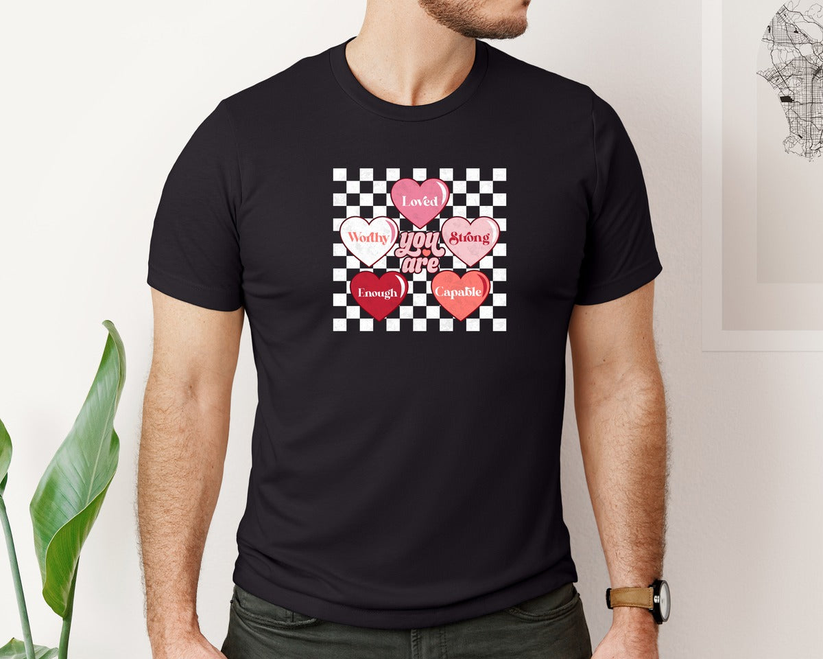 brand:Bella Canvas|color:Black|Retro Valentines Shirt 2 Graphic T-Shirt