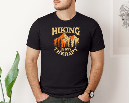 brand:Bella Canvas|color:Black|Outdoor Nature Hiking Is My Therapy Graphic T-Shirt