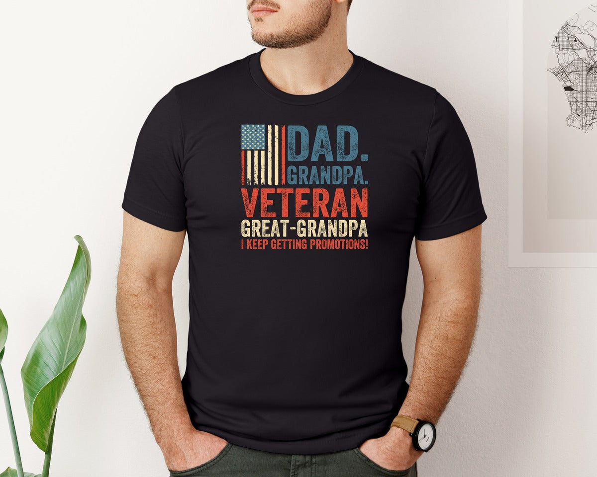 brand:Bella Canvas|color:Black|Dad Grandpa Veteranse280Afdaye280Afte28091Shirt Graphic T-Shirt