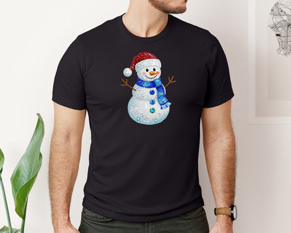 brand:Bella Canvas|color:Black|Rhinestone Snowman Graphic T-Shirt