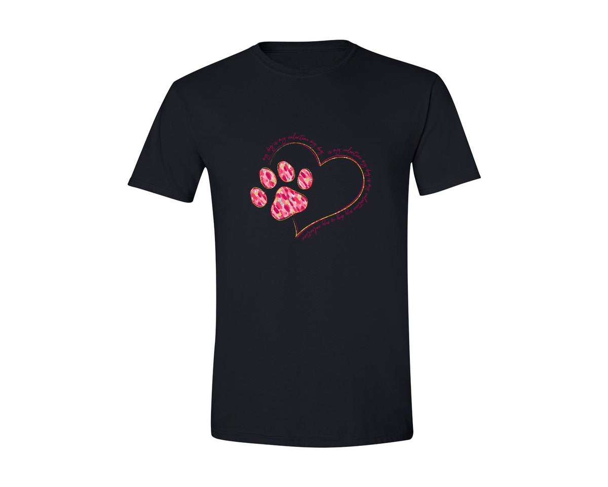 brand:Generic|color:Black|My Dog Is My Valentine 13 Graphic T-Shirt