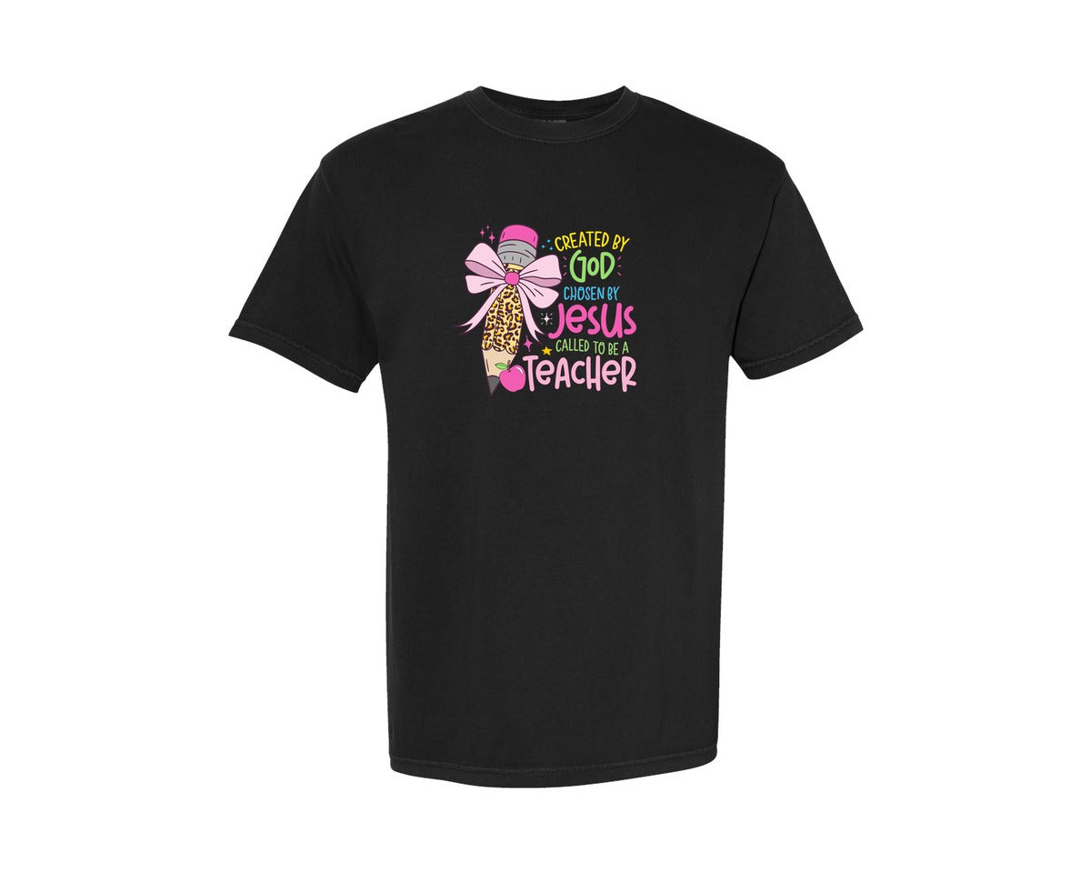 brand:Comfort Colors|color:Black|Christian Teacher Tee Graphic T-Shirt
