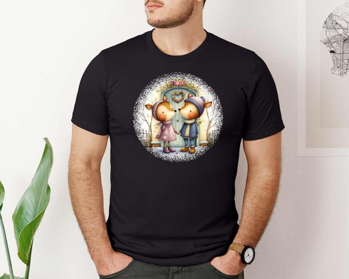 brand:Bella Canvas|color:Black|Couple Animals Round Tshirt 23 Graphic T-Shirt