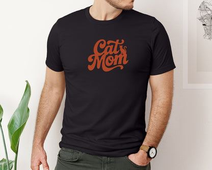brand:Bella Canvas|color:Black|Cat Mom Cute Cat Lover Shirt Graphic T-Shirt