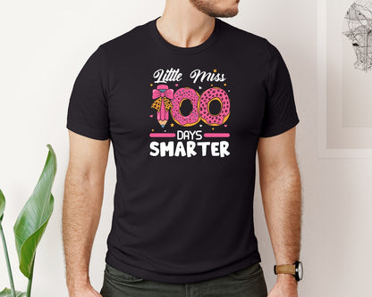 brand:Bella Canvas|color:Black|Bow Pencil Little Miss 100 Days Smarter Graphic T-Shirt