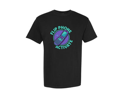 brand:Comfort Colors|color:Black|Flip Phone Activate Graphic T-Shirt