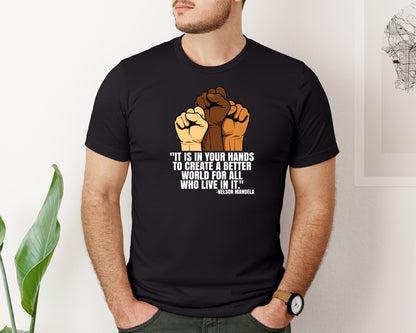 brand:Bella Canvas|color:Black|Create A Better World Unity Quote Graphic T-Shirt