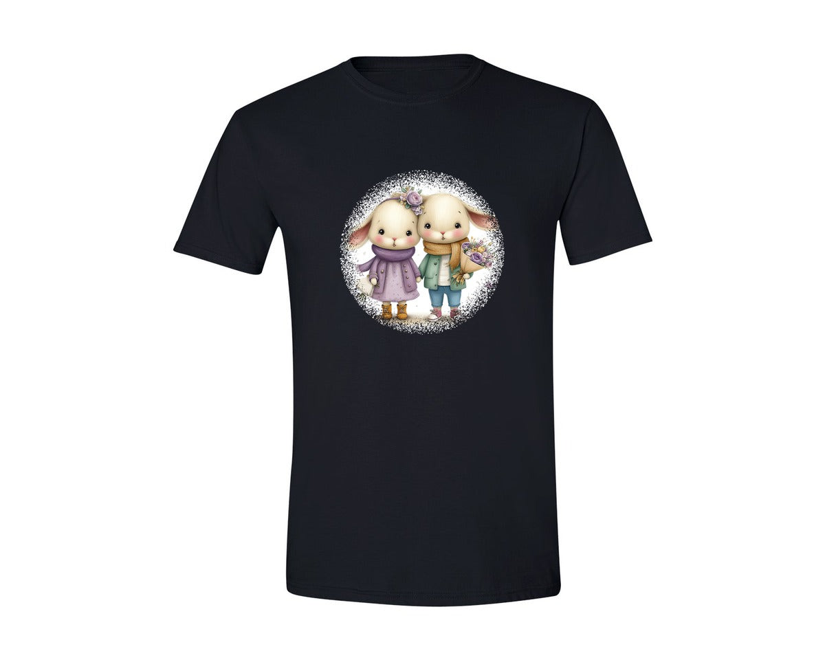 brand:Generic|color:Black|Couple Animals Round Tshirt 37 Graphic T-Shirt
