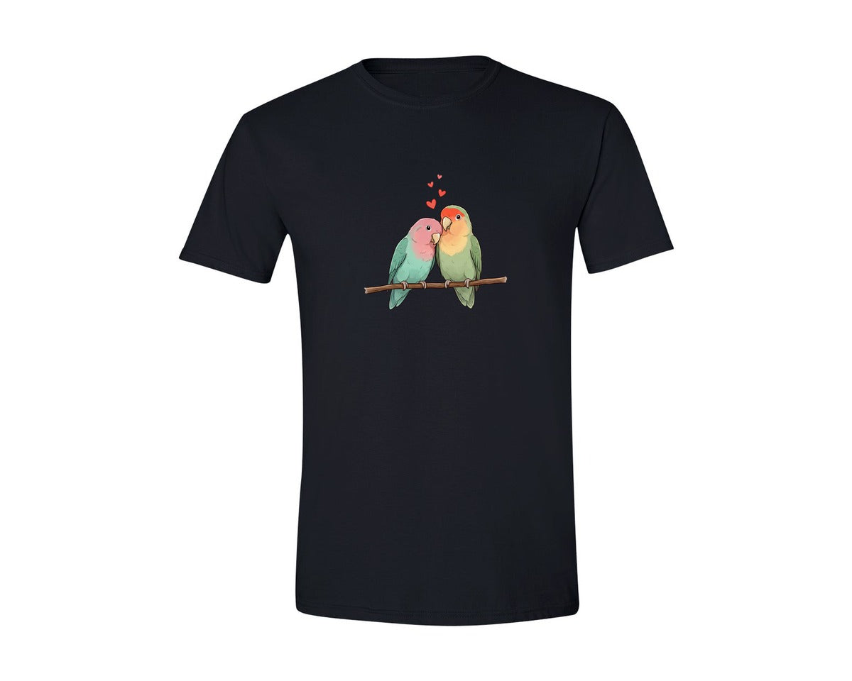 brand:Generic|color:Black|Cute Lovebirds Valentine Couple Graphic T-Shirt