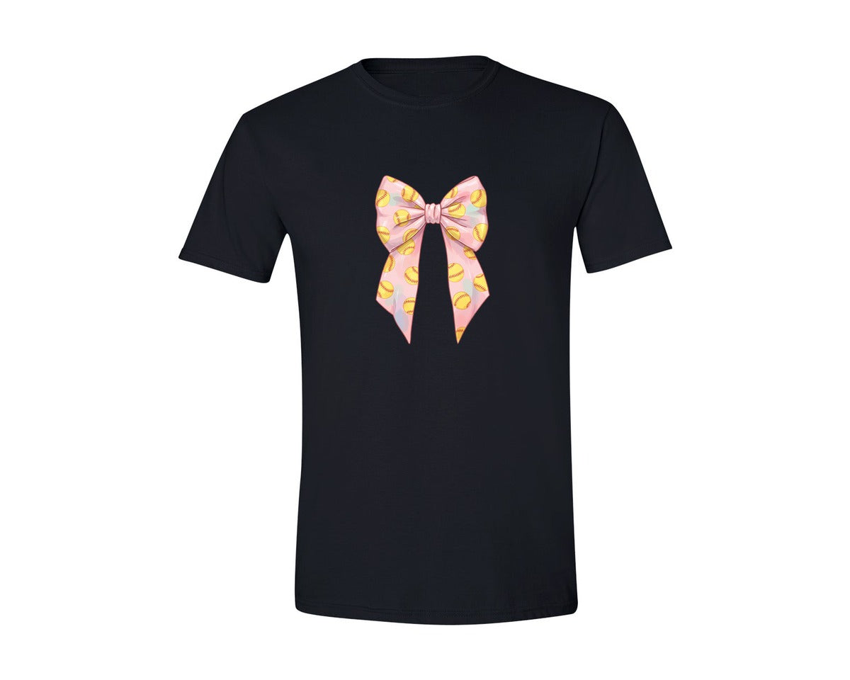 brand:Generic|color:Black|Softball Bow Graphic T-Shirt