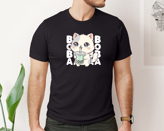 Kawaii Kitty Bubble Tea T Shirt Design Graphic T-Shirt