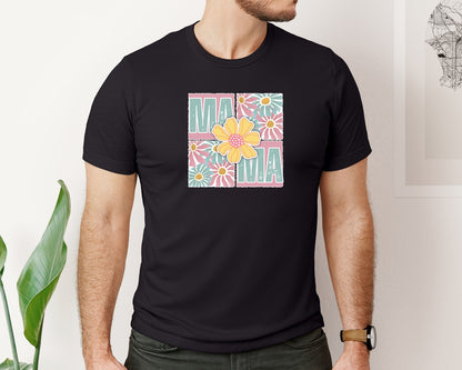 brand:Bella Canvas|color:Black|Distressed Squares Coquette Mama Graphic T-Shirt