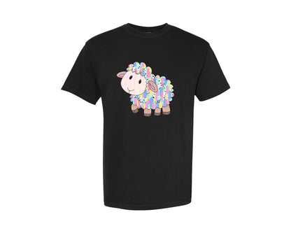 brand:Comfort Colors|color:Black|Christian Easter Sheep 3 Graphic T-Shirt