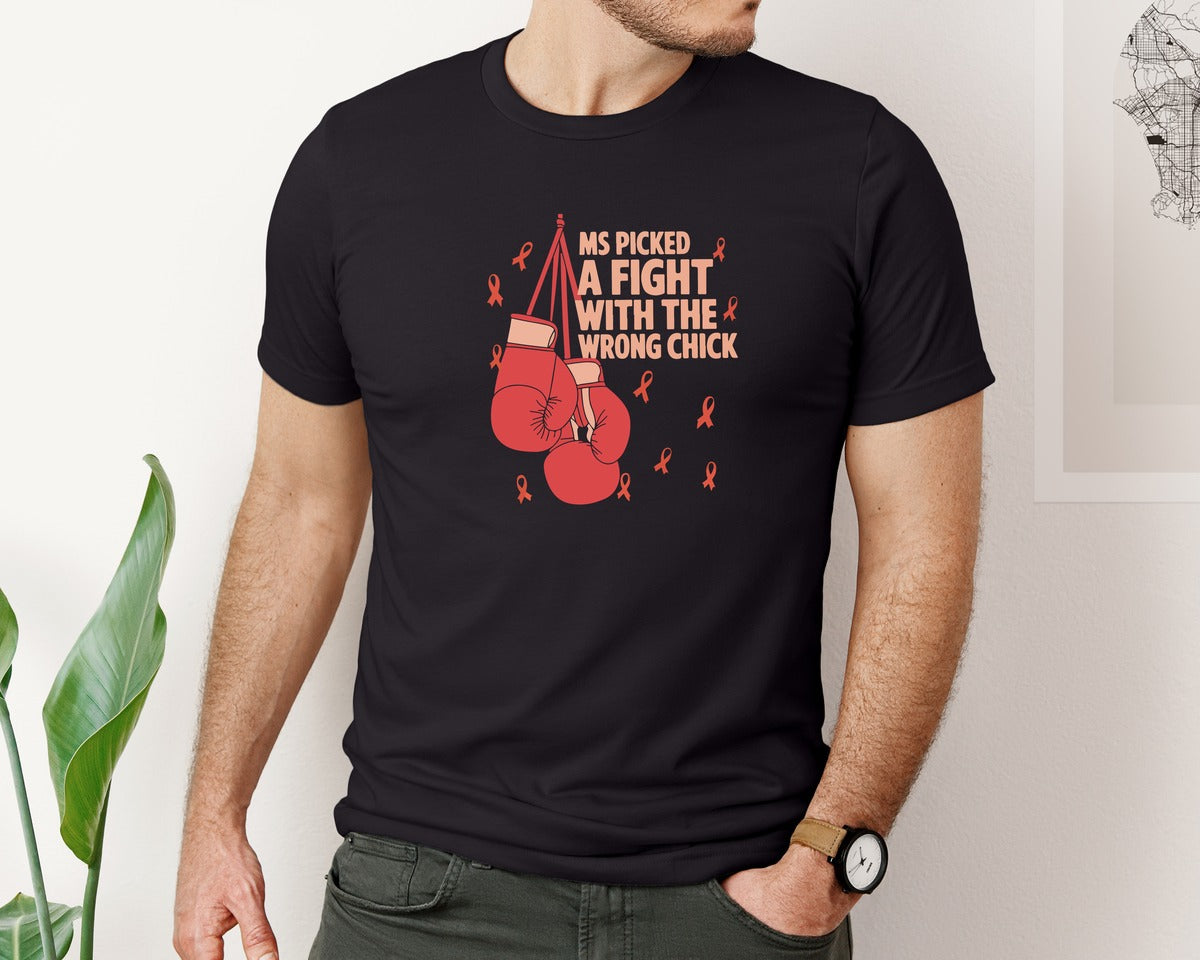 brand:Bella Canvas|color:Black|Ms Picked A Fight With The Wrong Chick Graphic T-Shirt