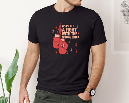 brand:Bella Canvas|color:Black|Ms Picked A Fight With The Wrong Chick Graphic T-Shirt