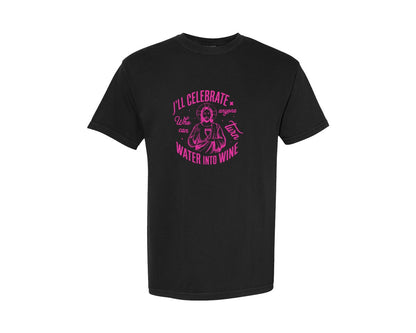 brand:Comfort Colors|color:Black|Jesus Water Into Wine Design Graphic T-Shirt