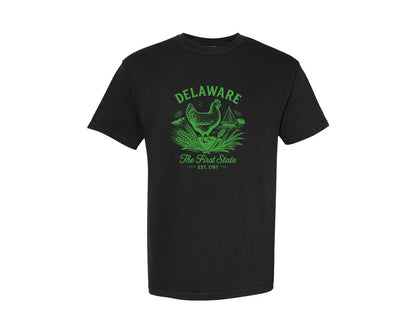 brand:Comfort Colors|color:Black|Delaware The First State Graphic T-Shirt