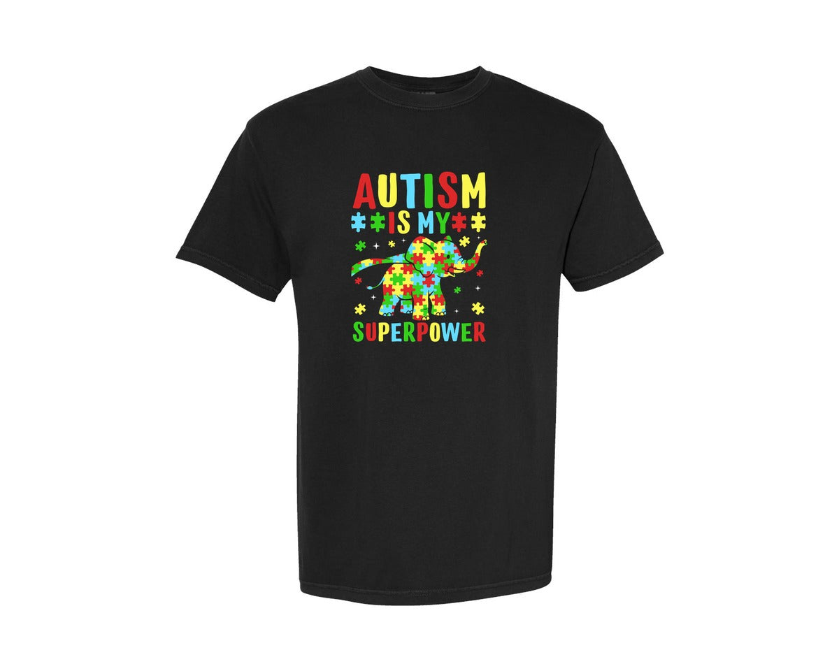 brand:Comfort Colors|color:Black|Autism Is My Superpower T Shirt 2 Graphic T-Shirt