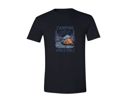 brand:Generic|color:Black|Camping Vibes Only Outdoor Adventure Tee Graphic T-Shirt