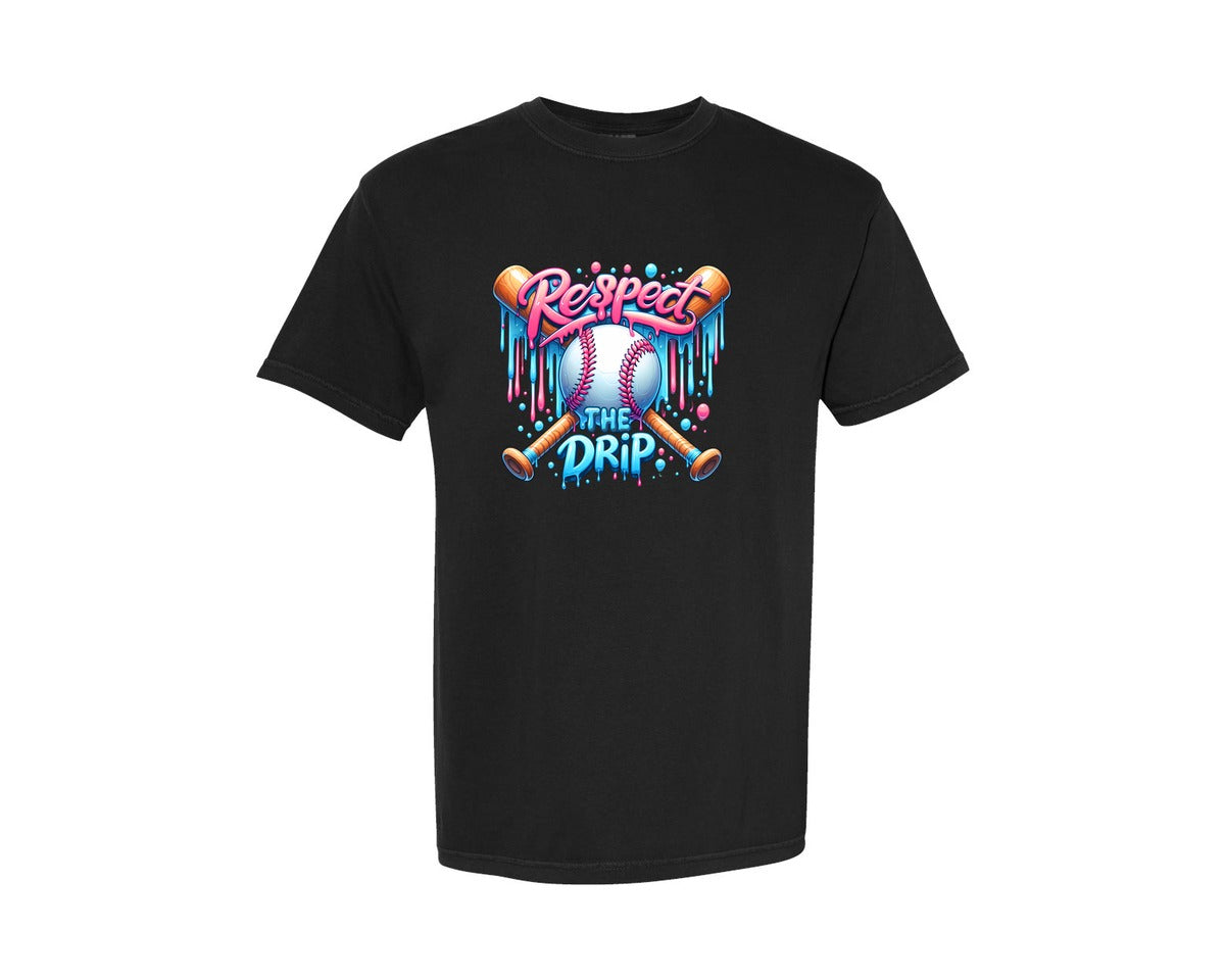 brand:Comfort Colors|color:Black|Baseball Respect The Drip Mom Icecream 2 Graphic T-Shirt