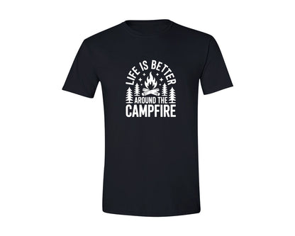brand:Generic|color:Black|Lifes Better Around The Campfire Design Graphic T-Shirt