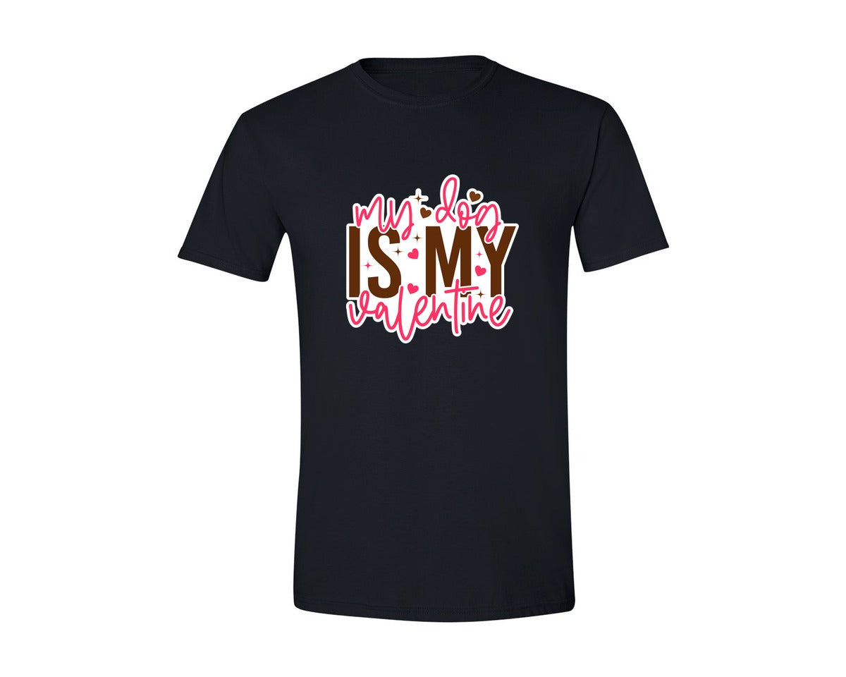 brand:Generic|color:Black|My Dog Is My Valentine Stickers Dog Graphic T-Shirt