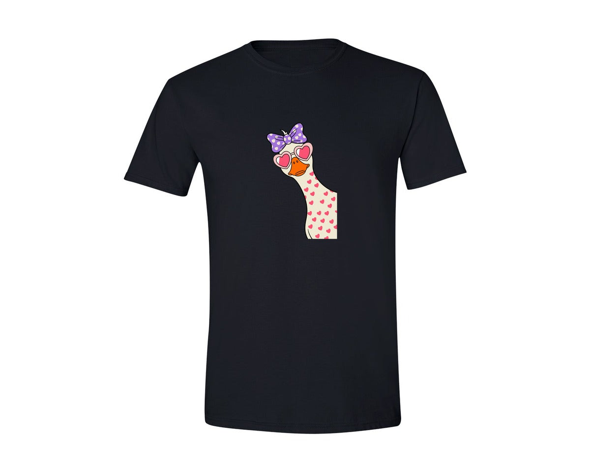 brand:Generic|color:Black|Retro Valentine Goose Funny Goose Graphic T-Shirt