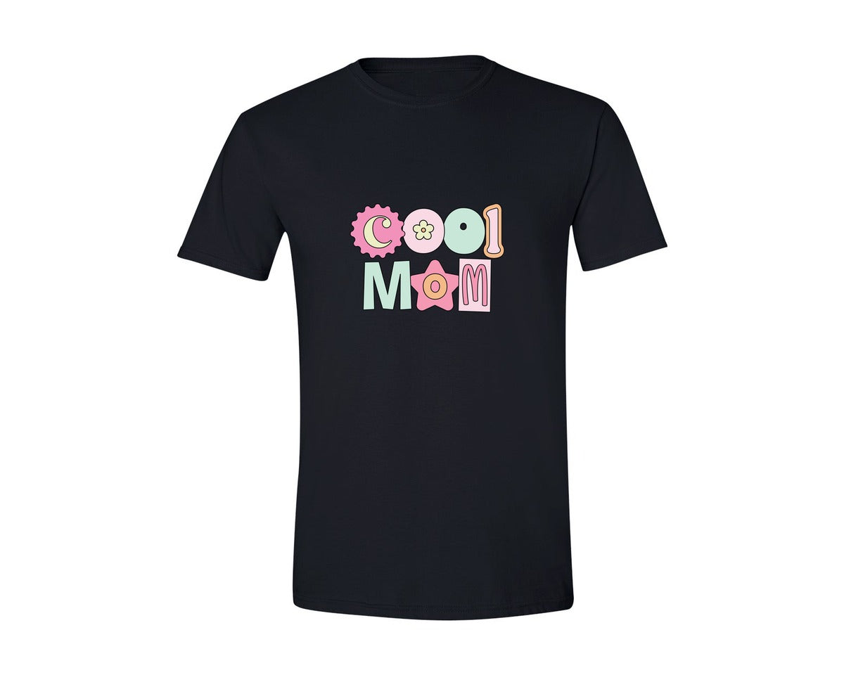 brand:Generic|color:Black|Cool Mom Cut Out Letters Graphic T-Shirt
