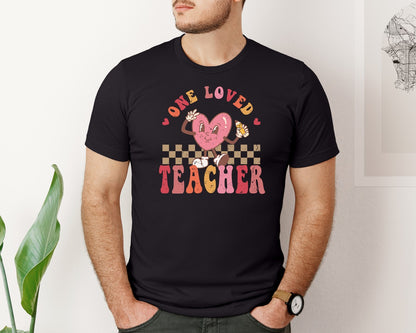 brand:Bella Canvas|color:Black|Love Teacher Valentine Graphic T-Shirt