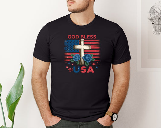 God Bless The Usa Usa Cross Graphic T-Shirt