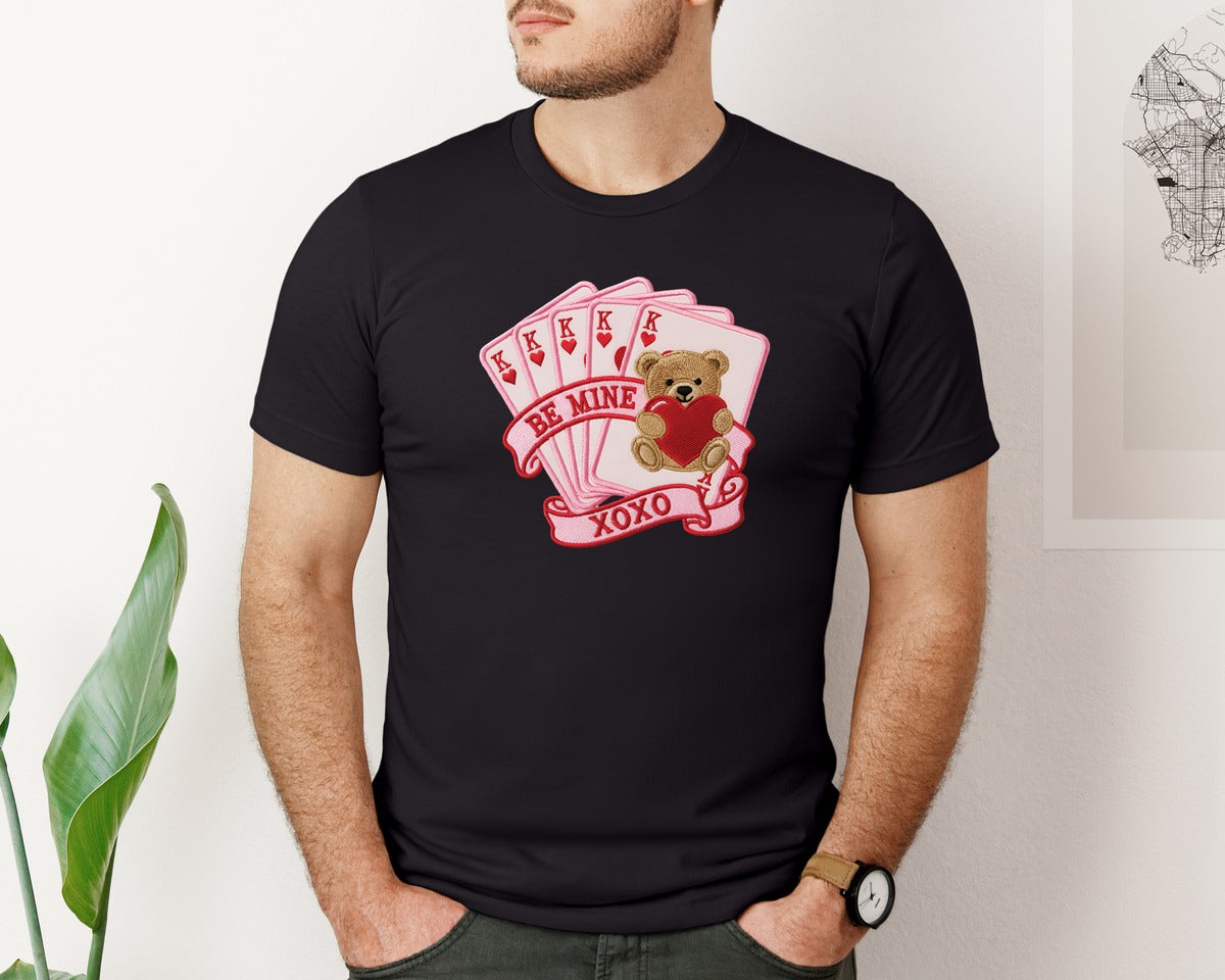 brand:Bella Canvas|color:Black|Faux Yarn Valentine Cards 2 Graphic T-Shirt